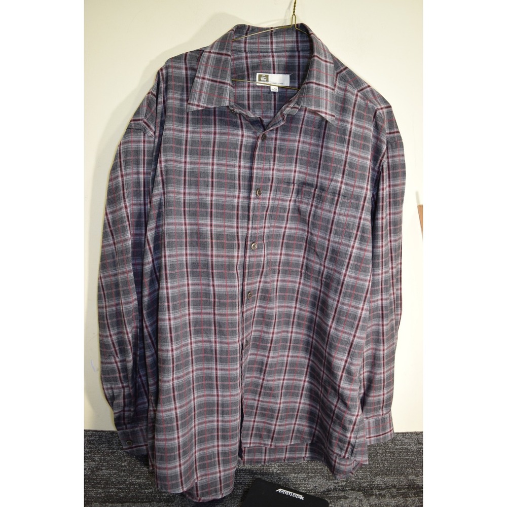 Tilley Shirt Mens Large Gray Red Plaid Long Sleeve CoolMax Polyester Button Up